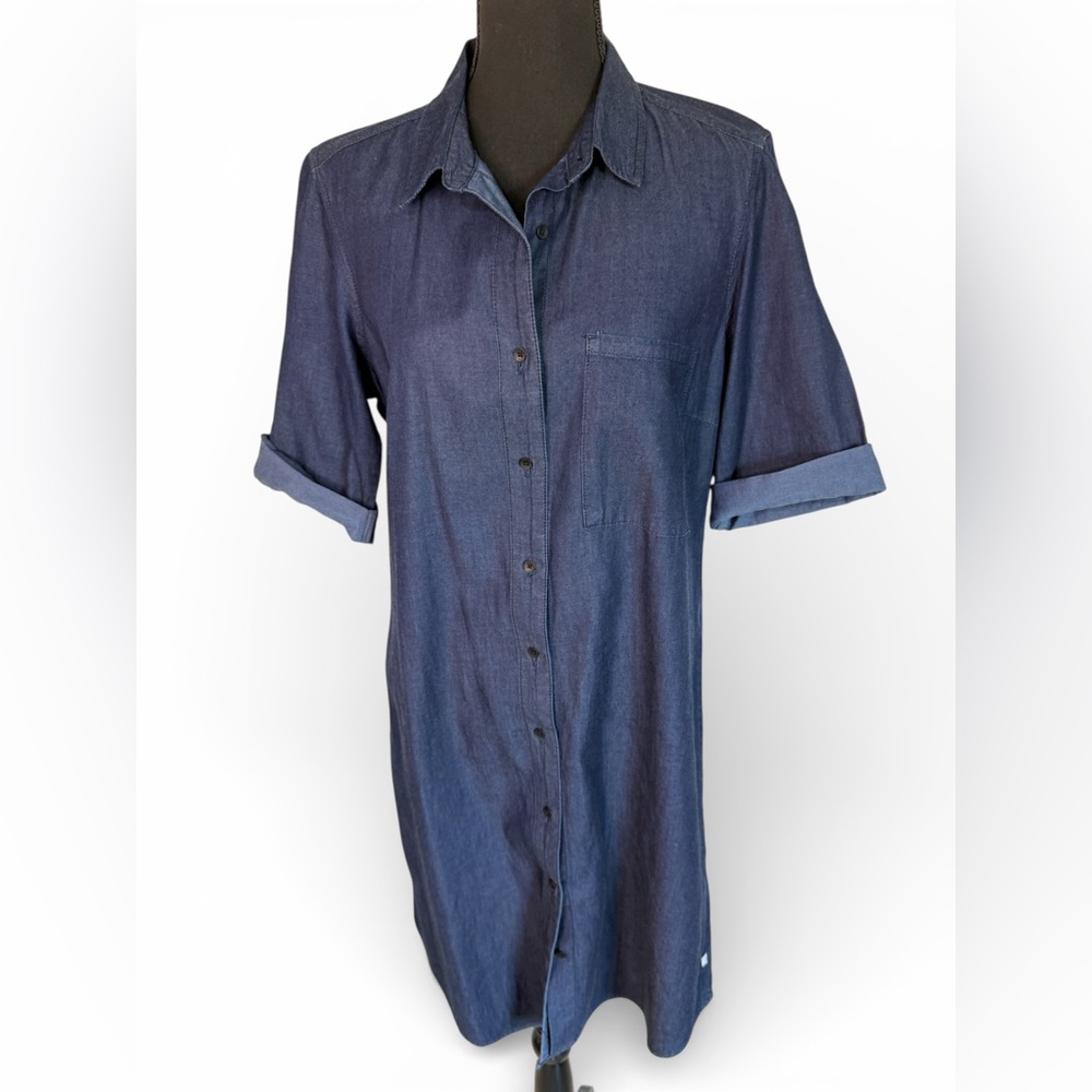 Calvin Klein Jeans Chambray button Front Shirt Dress Blue Casual Midi. Size M